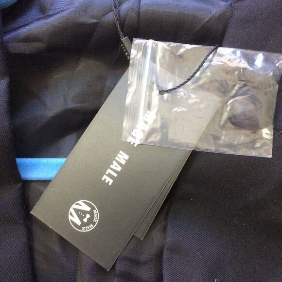 Mage Male New Slim Fit Black Satin Lapel Blazer 1 Button Double Vent Size Small - Picture 7 of 7